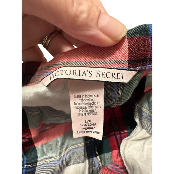 Victoria's Secret Red Plaid Long Sleeve Button Up Pajama Top Size Large - Picture 3 of 6